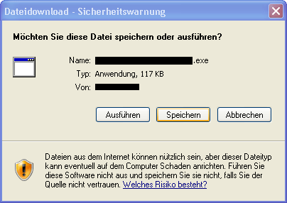 Dateidownload, Speichern
