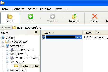 Windows Explorer mit EXE-Datei