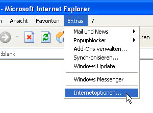 Extras, Internetoptionen