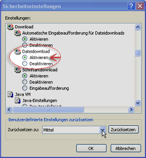 Dateidownload aktivieren